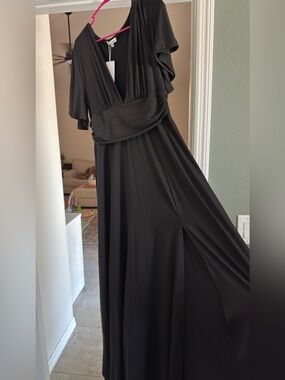 Baltic Born Emberly maxi dress Black V-Neck with Slit NWT